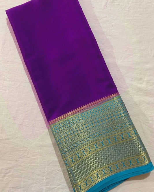 Mysore Crepe Saree with Contrast Border