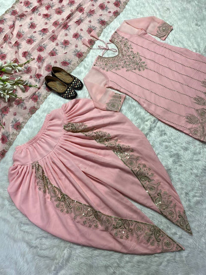 Baby Pink Dhoti Suit