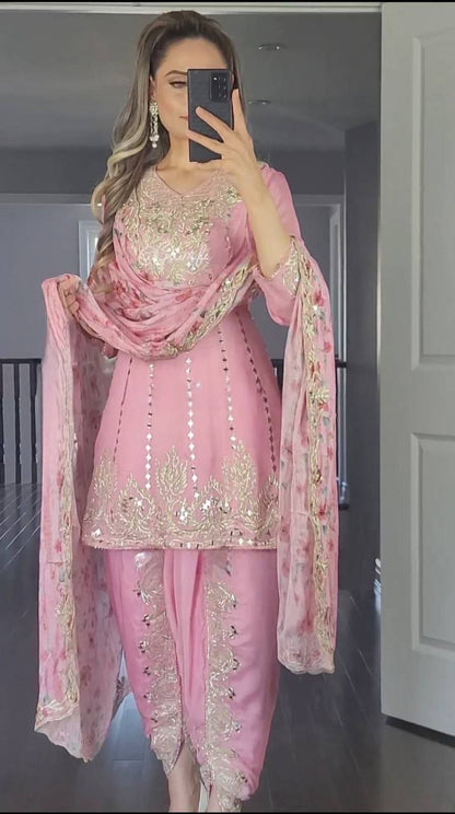 Baby Pink Dhoti Suit