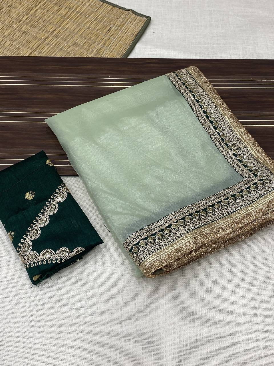 ELISE - Shimmer Tissue Silk Saree x Luxe Border