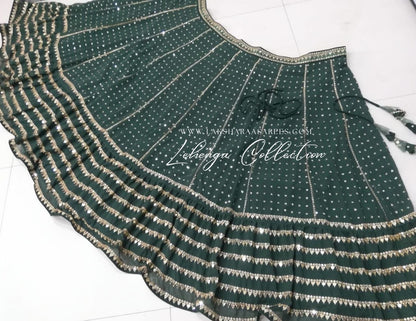 Bottle Green Georgette Lehenga