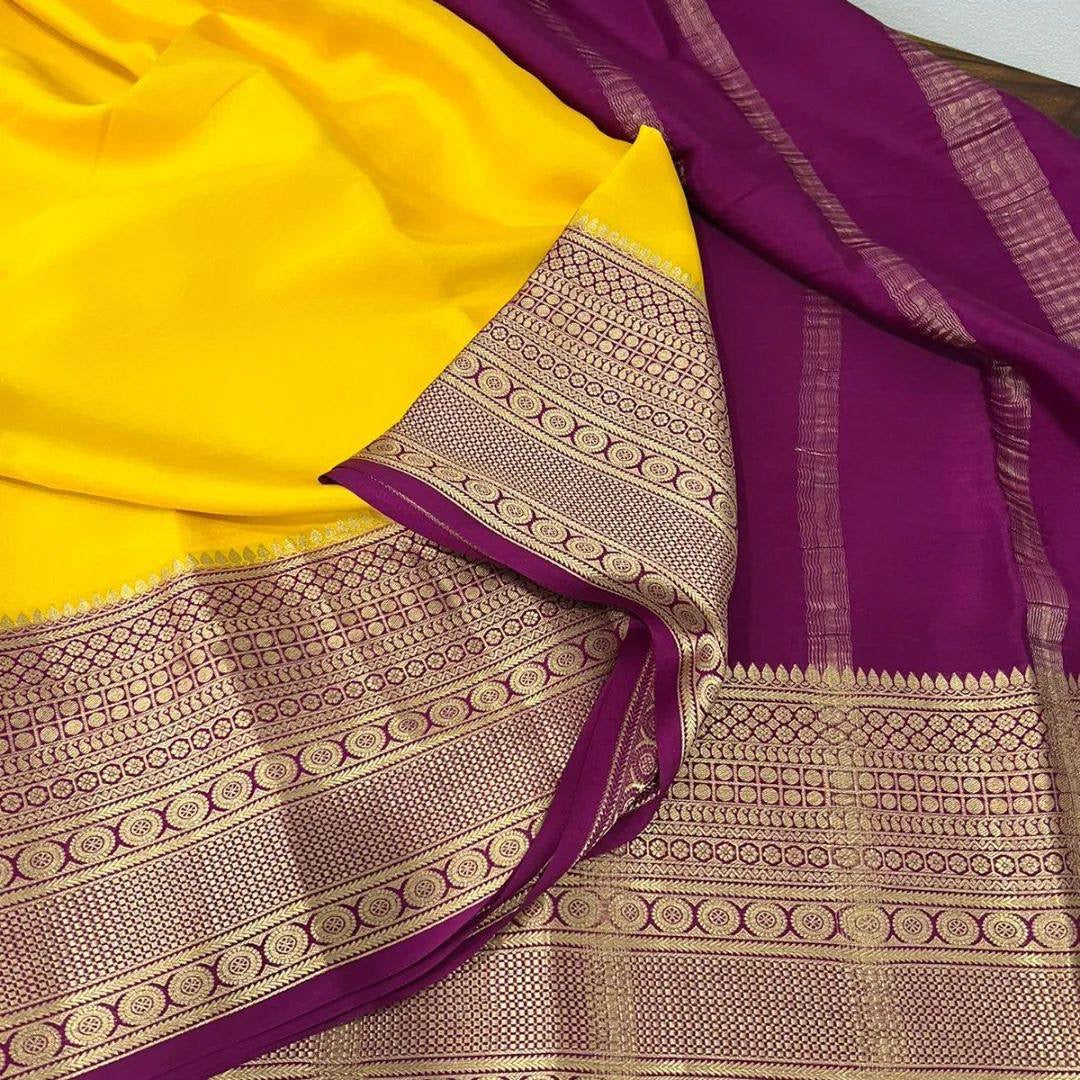 Mysore Crepe Silk Saree x Contrast Borders