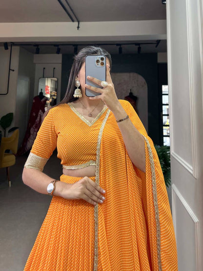 Haldi Special — Georgette Lehenga x Grand Gold Border