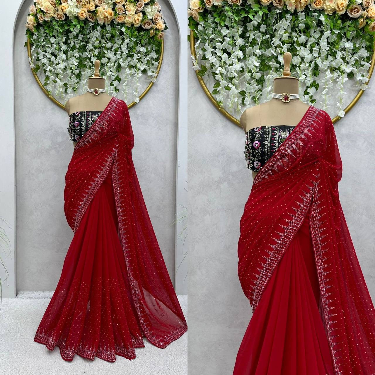 SUMMER - Red Georgette Dinner Saree