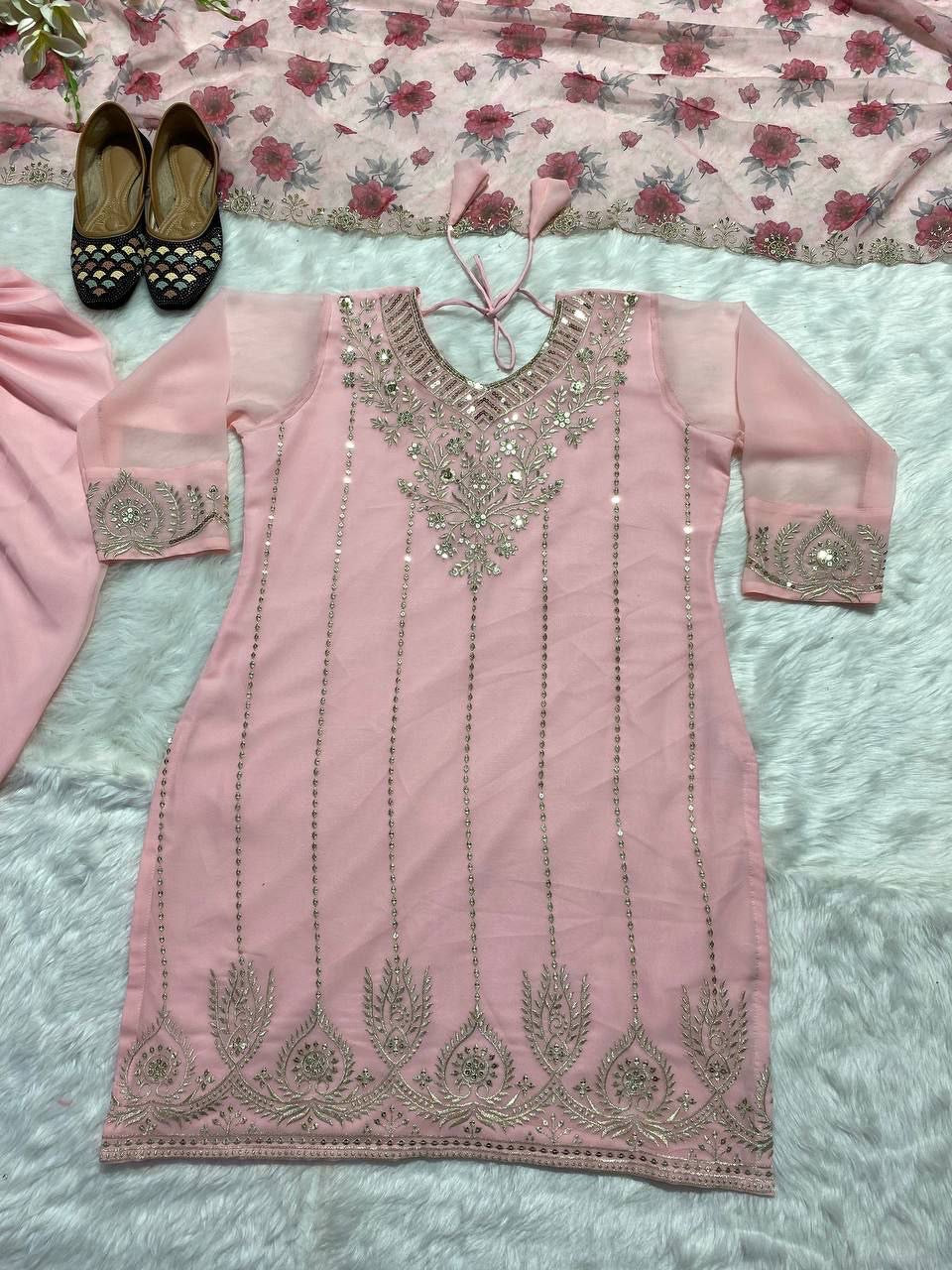 Baby Pink Dhoti Suit