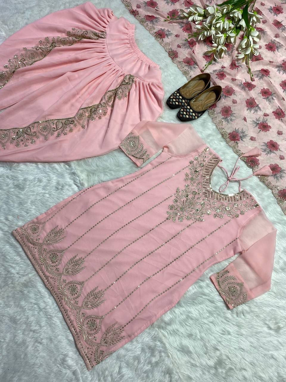 Baby Pink Dhoti Suit