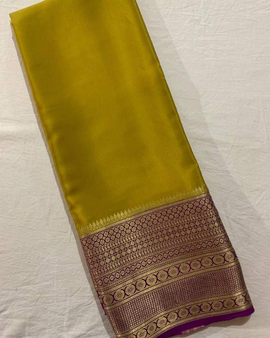 Mysore Crepe Saree with Contrast Border