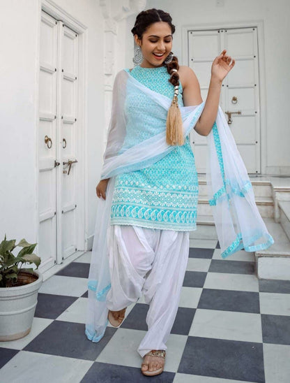 Charvi Baby Blue Salwar Patiala Suit