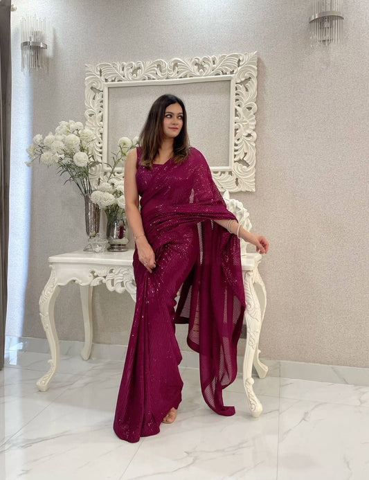 Claire — Partywear Sequinned Georgette Saree