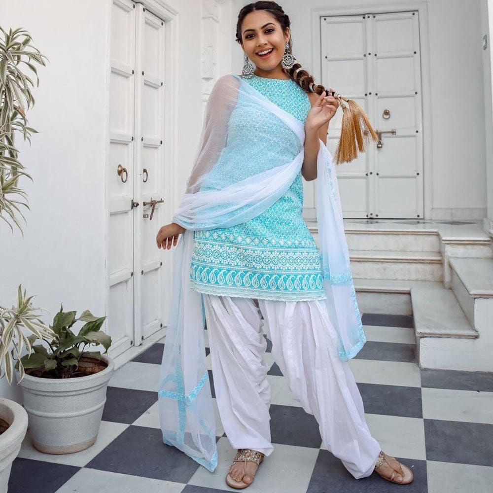 Charvi Baby Blue Salwar Patiala Suit