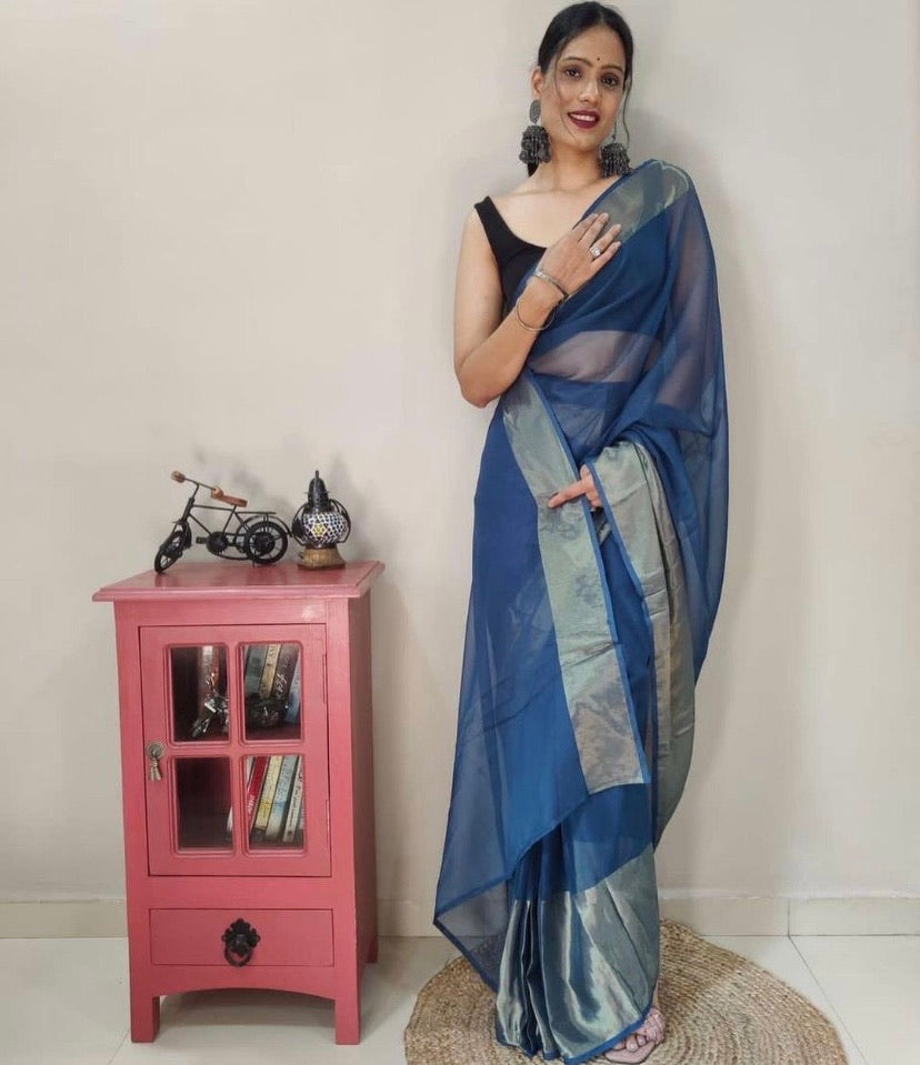 Trending LINA Chiffon Georgette Saree with big border