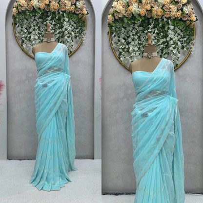 Pastel Partywear Georgette Saree