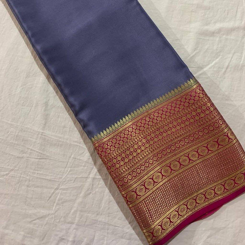 Mysore Crepe Saree with Contrast Border