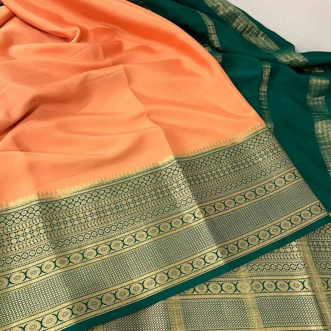 Mysore Crepe Silk Saree x Contrast Borders