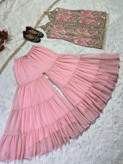 Majnu Baby Pink Sharara Set