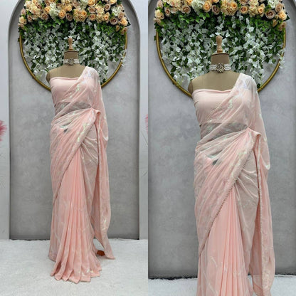 Pastel Partywear Georgette Saree