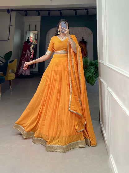 Haldi Special — Georgette Lehenga x Grand Gold Border