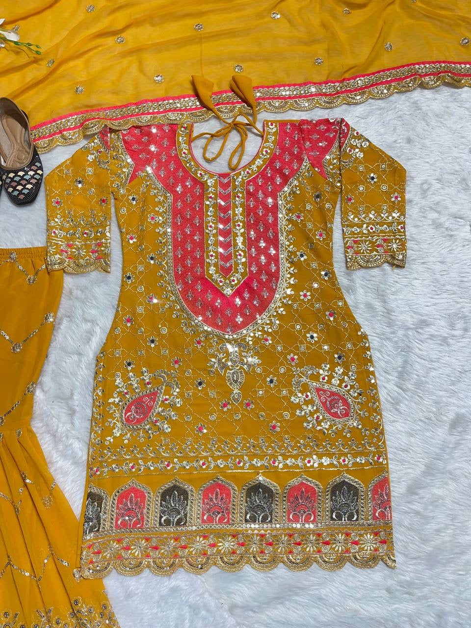 Mustard x Pink Sharara Suit