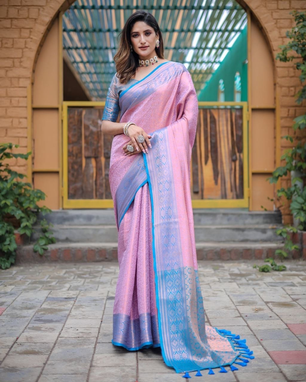 Soft Silk Saree in Copper Zari