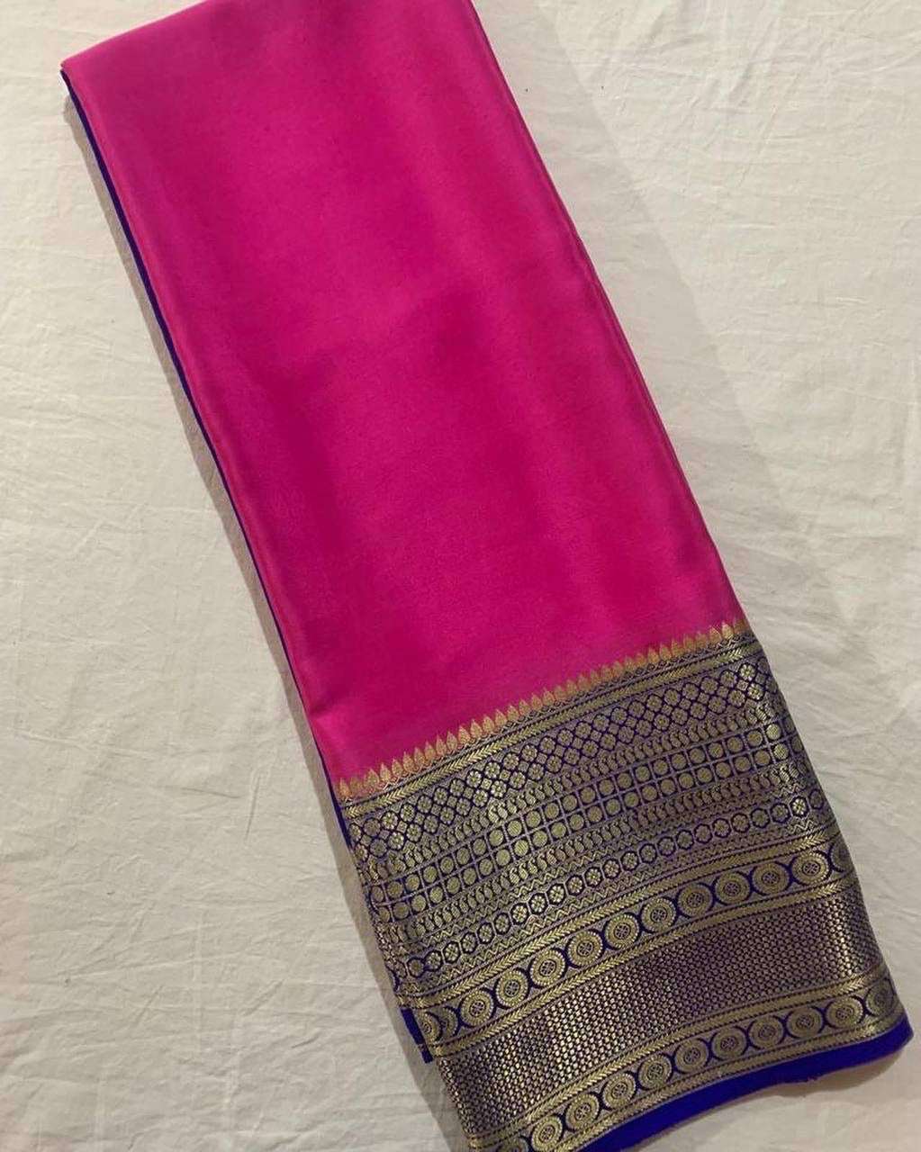 Mysore Crepe Saree with Contrast Border