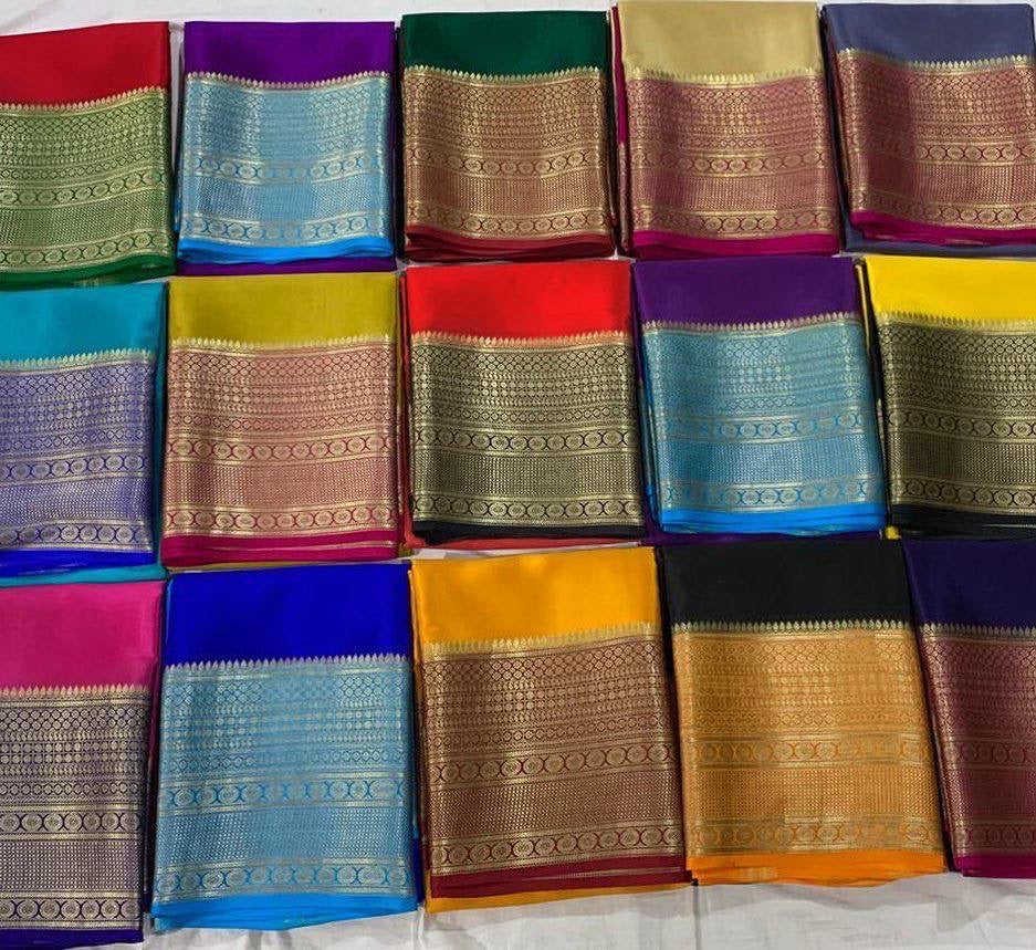 Mysore Crepe Saree with Contrast Border