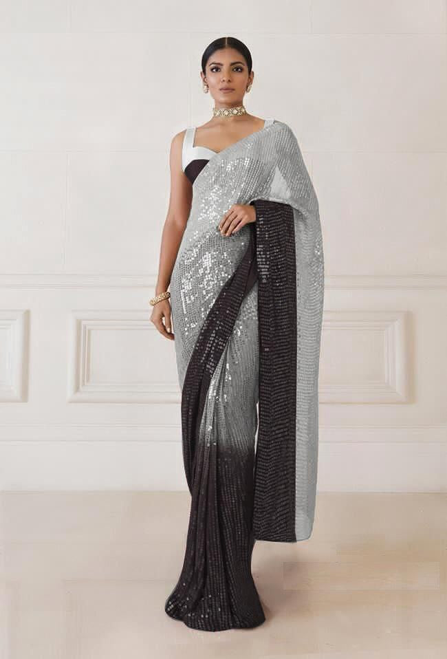 Partywear Ombré Georgette Sequin Sarees