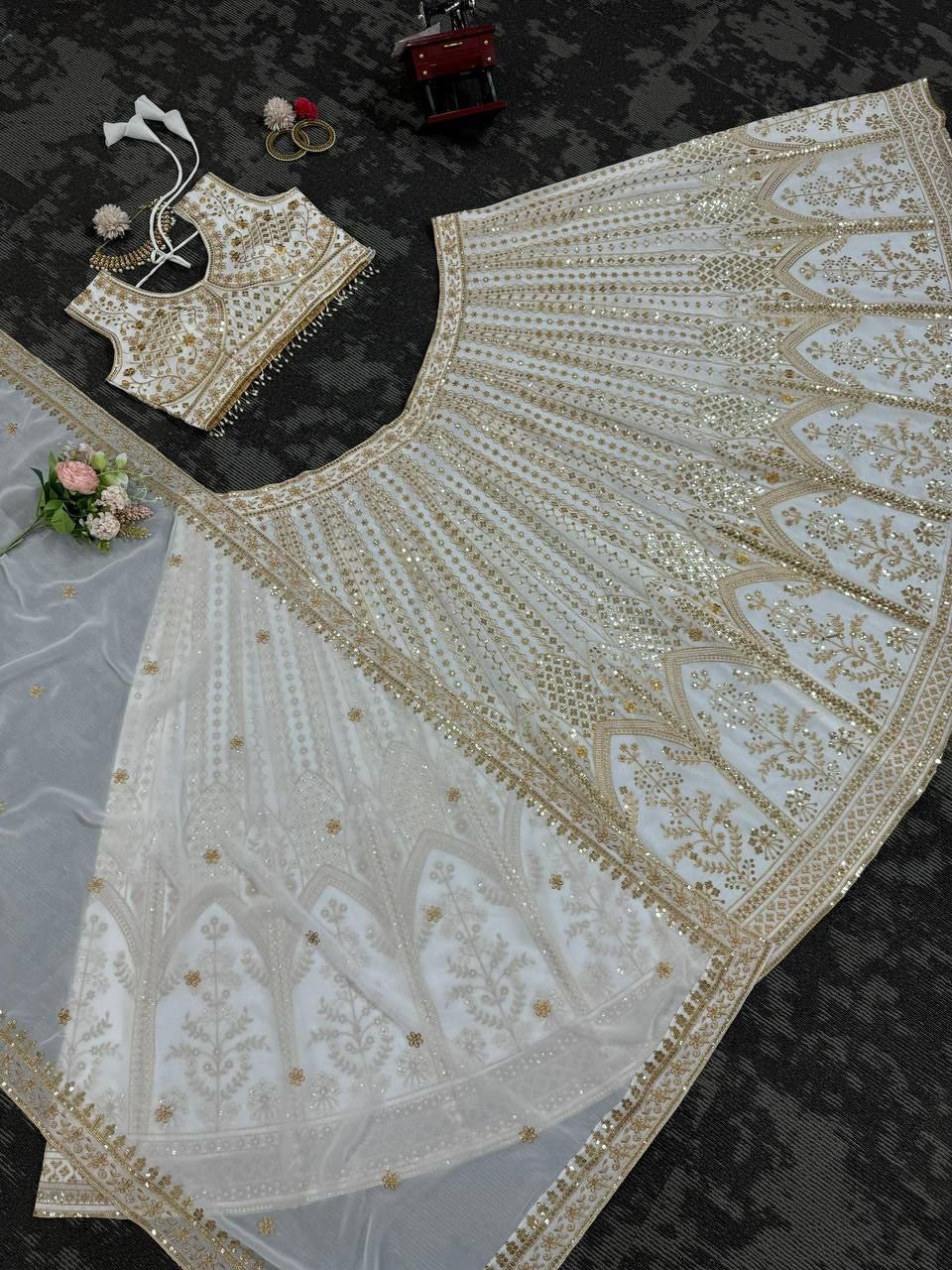 SEETHA - Cream x Gold Lehenga