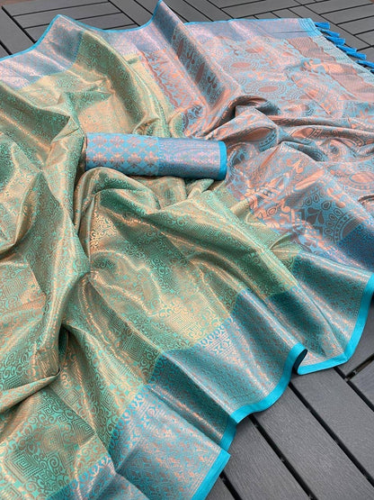 Soft Silk Saree in Copper Zari