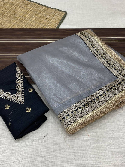 ELISE - Shimmer Tissue Silk Saree x Luxe Border