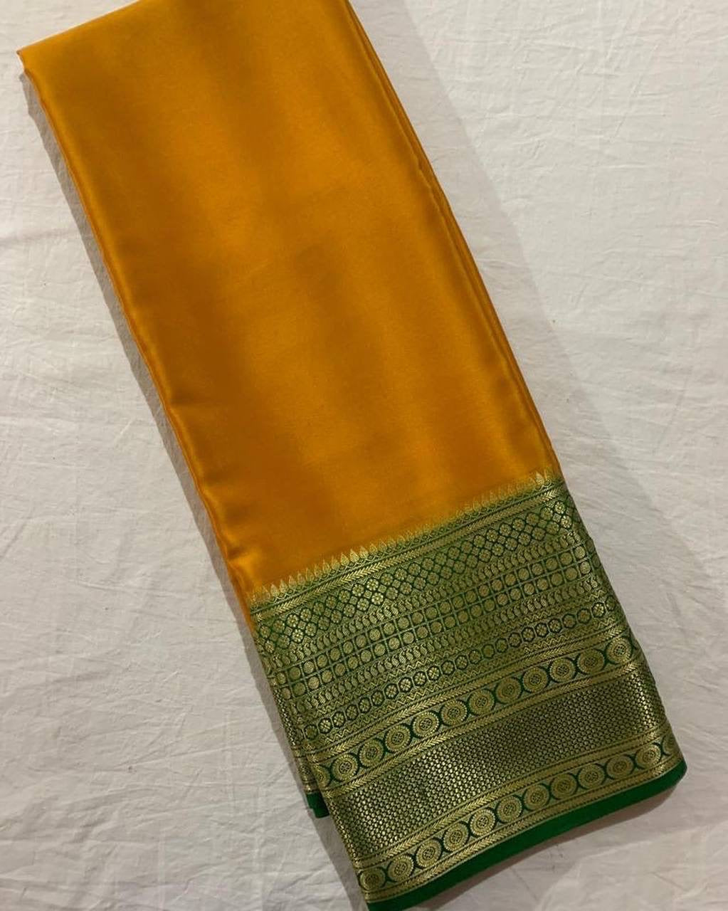 Mysore Crepe Saree with Contrast Border