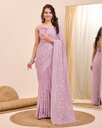 Pastel Partywear Georgette Saree