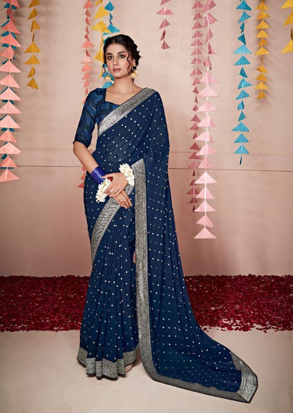 Maya Silver Border Georgette Saree