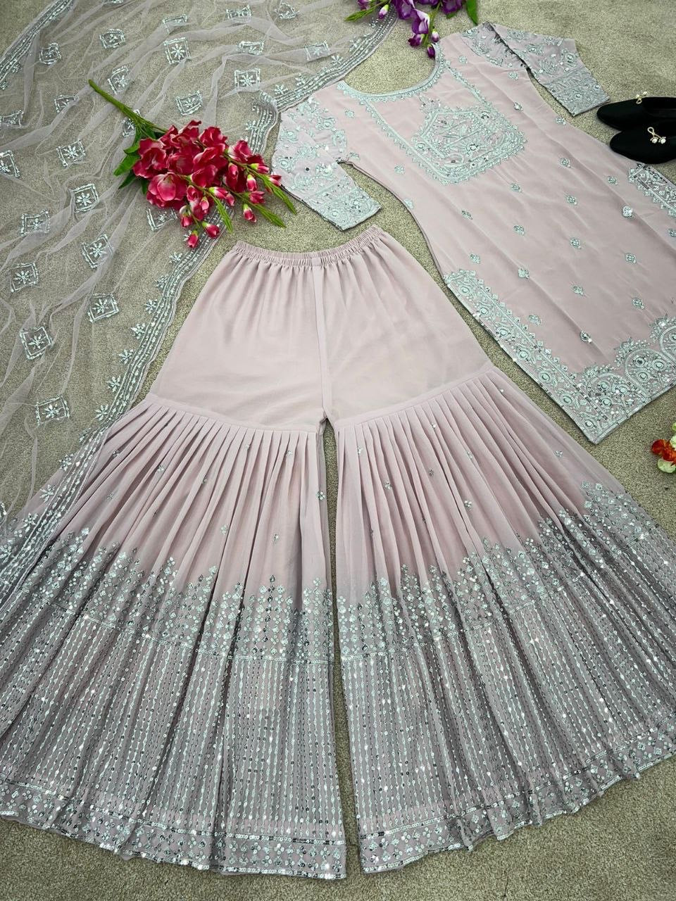 Zhara Pastel Sharara Suit