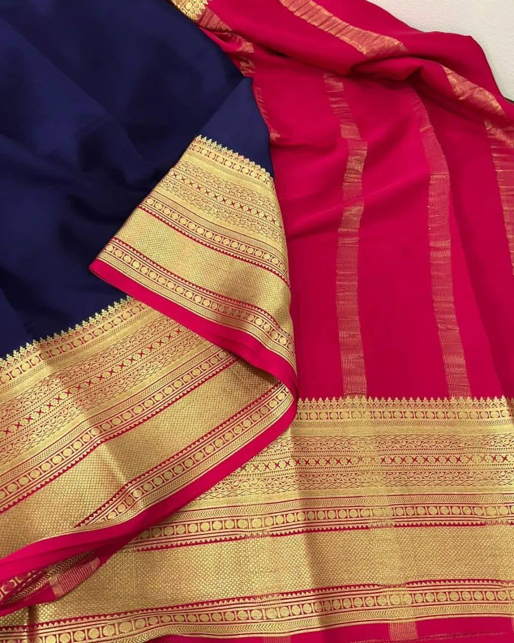 Mysore Crepe Silk Saree x Contrast Borders