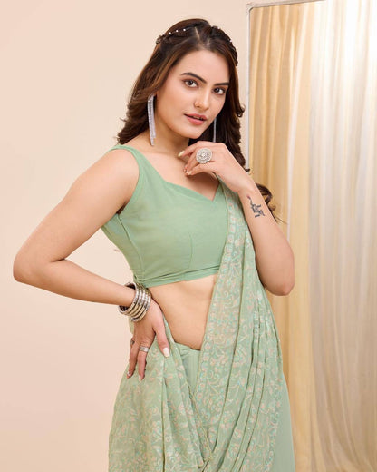 Pastel Partywear Georgette Saree