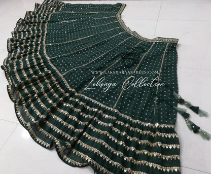 Bottle Green Georgette Lehenga