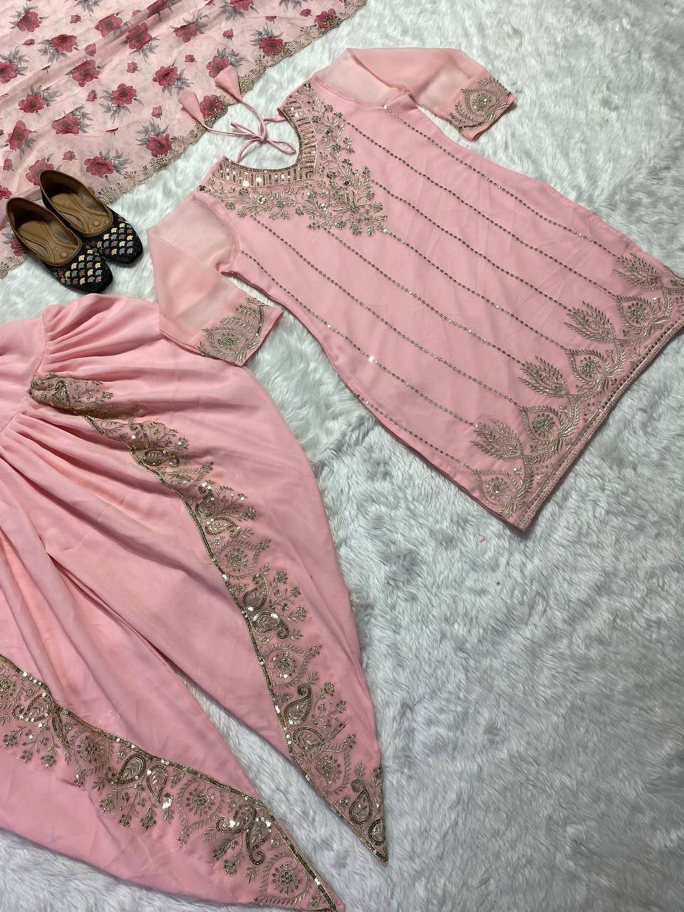 Baby Pink Dhoti Suit