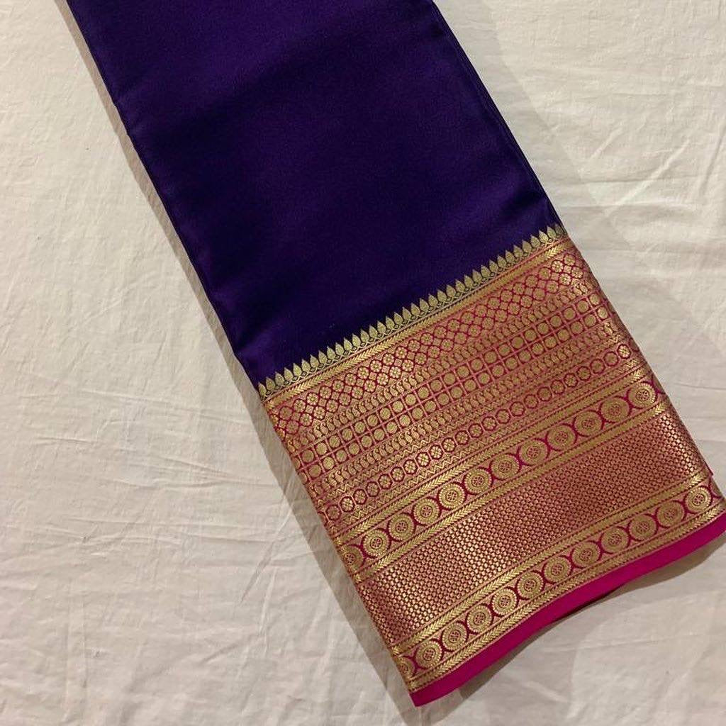 Mysore Crepe Saree with Contrast Border