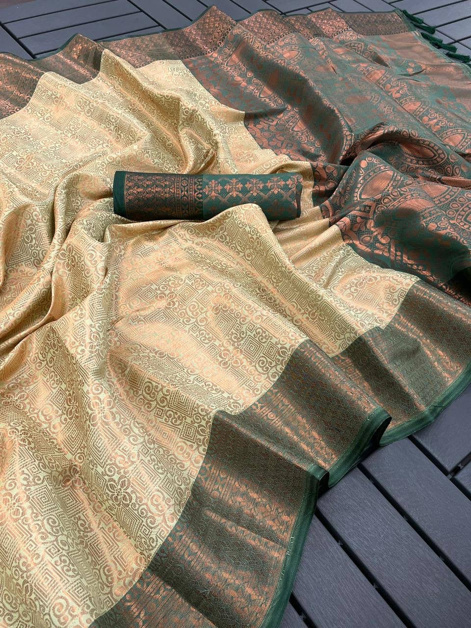 Soft Silk Saree in Copper Zari