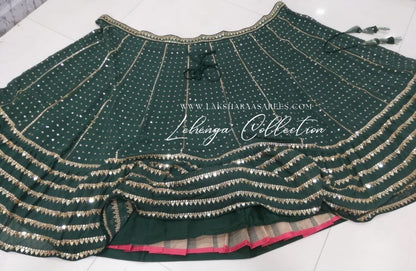 Bottle Green Georgette Lehenga