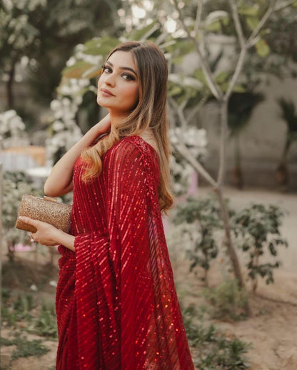 Red Premium Georgette Saree