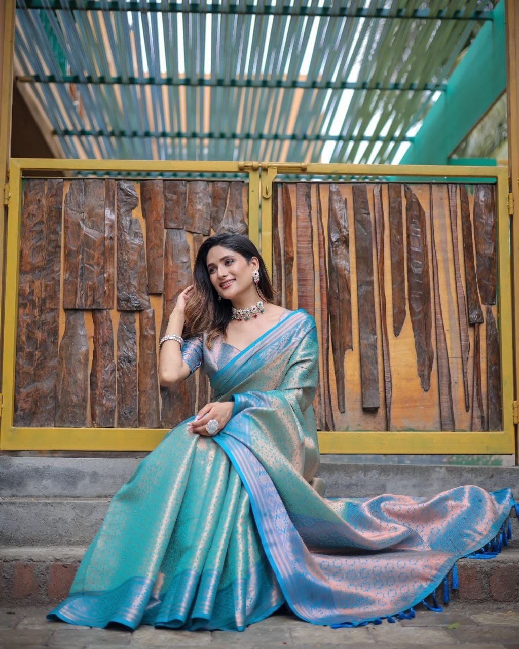 Soft Silk Saree in Copper Zari