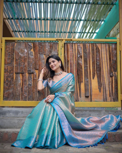 Soft Silk Saree in Copper Zari