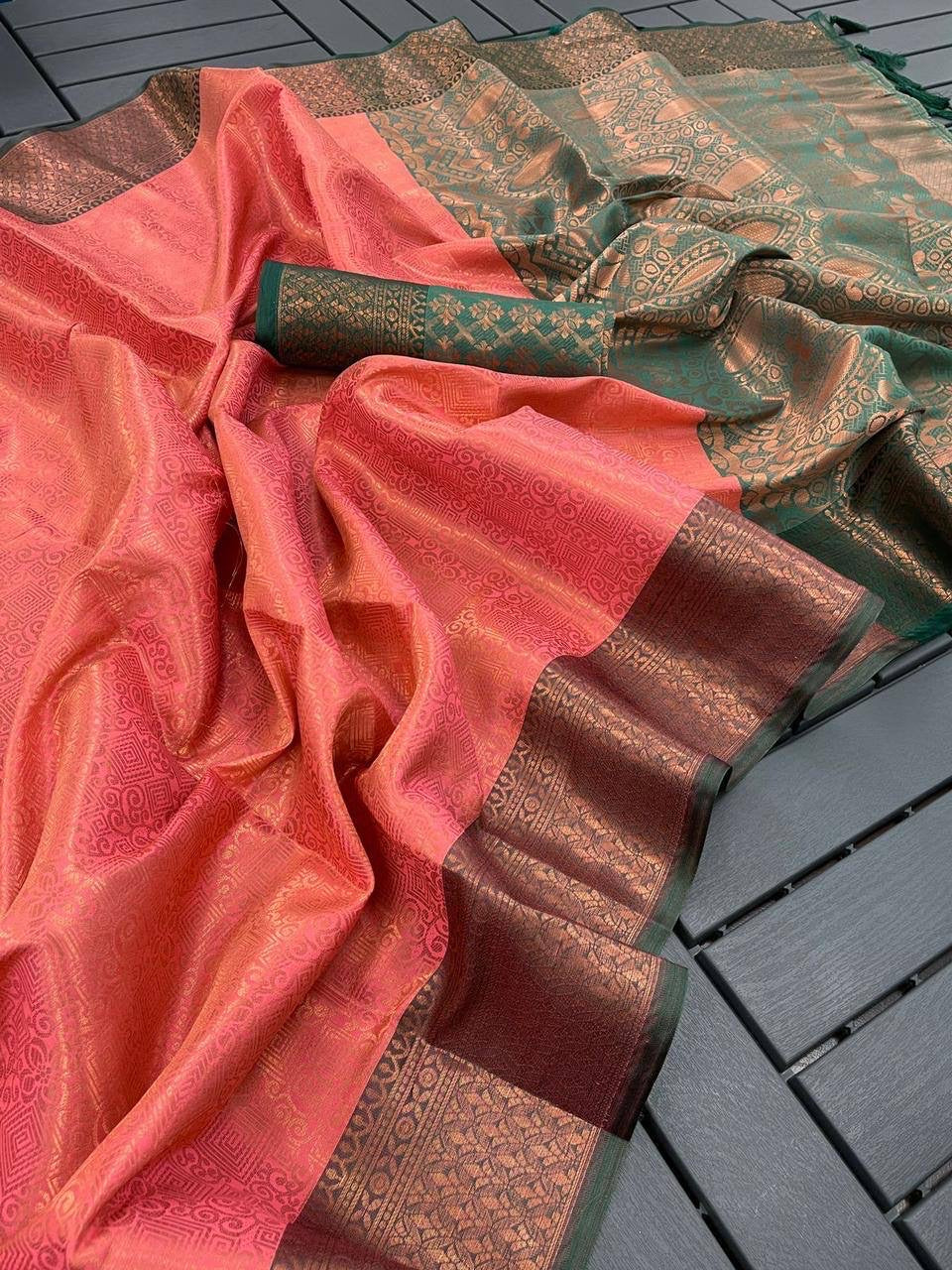 Soft Silk Saree in Copper Zari