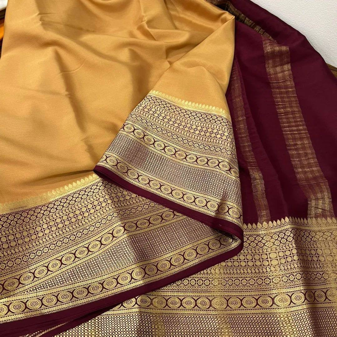 Mysore Crepe Silk Saree x Contrast Borders