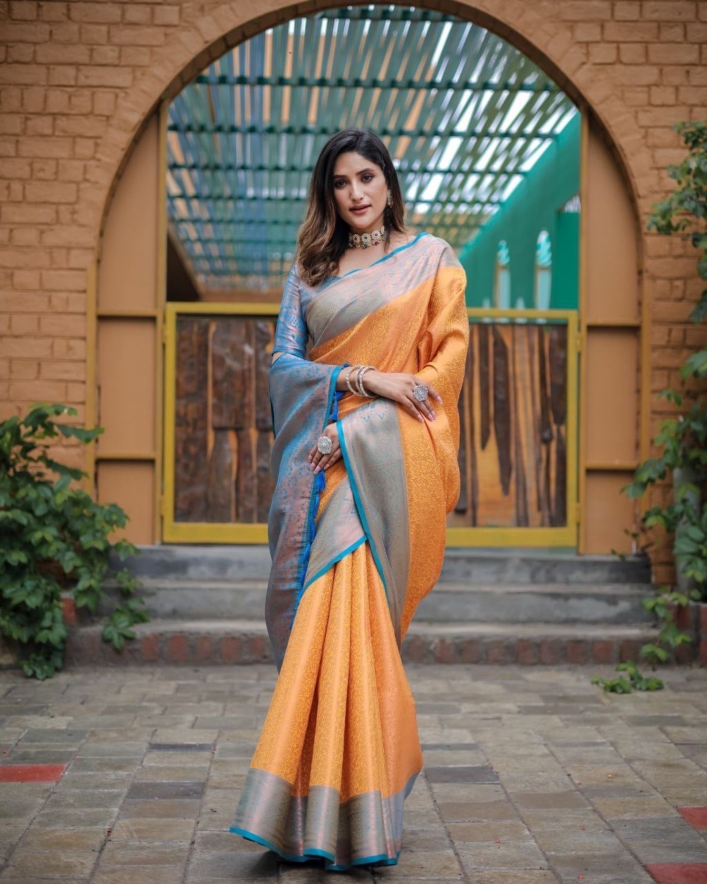 Soft Silk Saree in Copper Zari