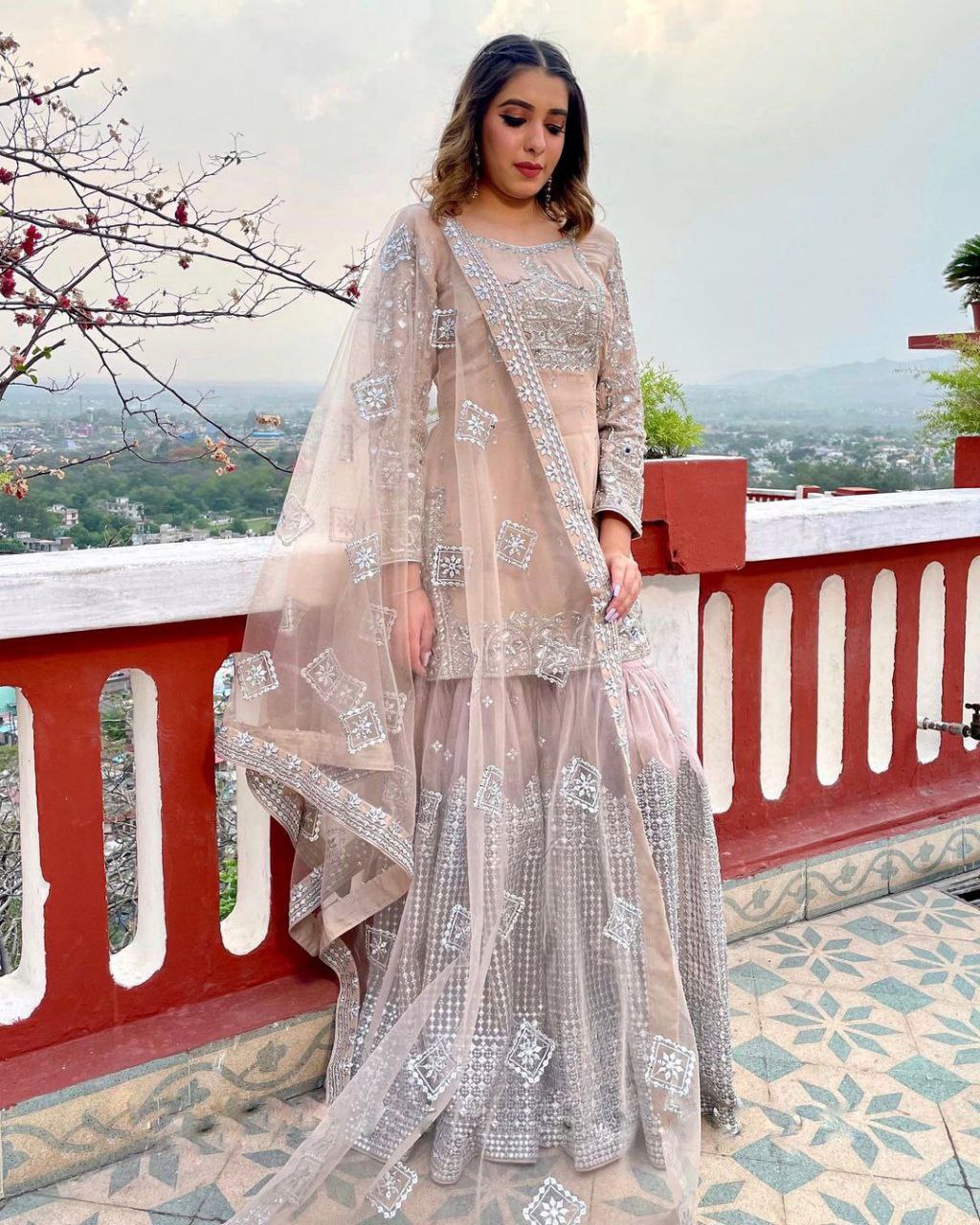 Zhara Pastel Sharara Suit