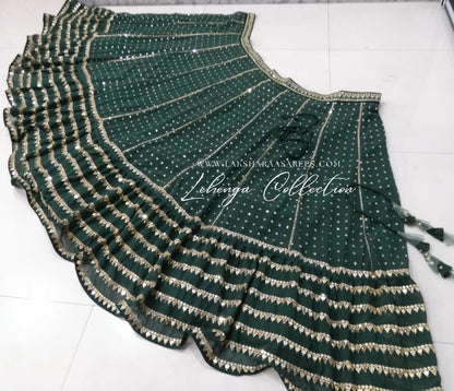 Bottle Green Georgette Lehenga