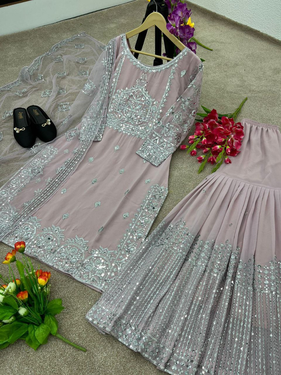 Zhara Pastel Sharara Suit