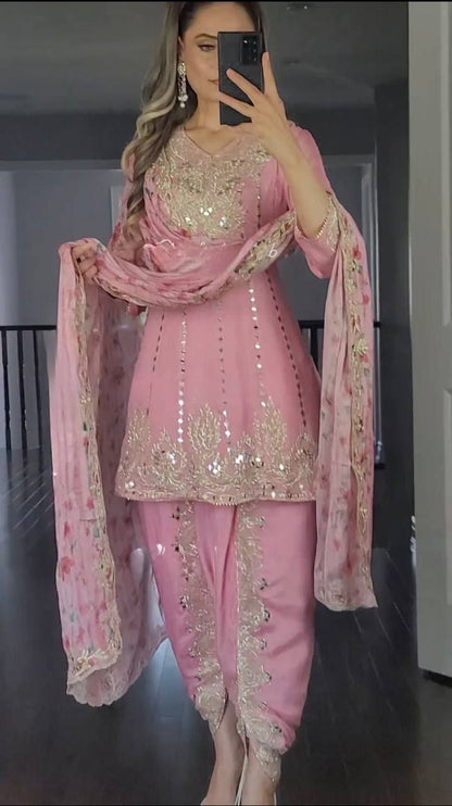 Baby Pink Dhoti Suit